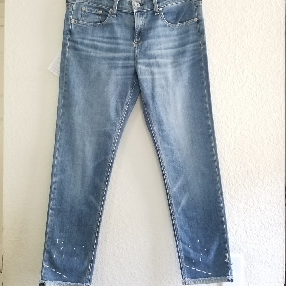 rag & bone Dre Capri Painted Mid Waist Jeans Size 29 Blue - Picture 2 of 11